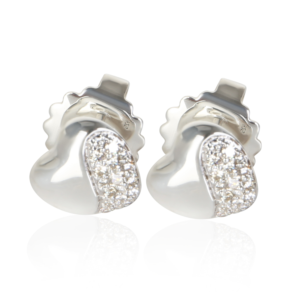 John Hardy Sterling Silver Diamond Pebble Heart Earrings